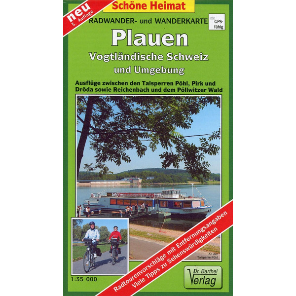 Radwander- und Wanderkarte Plauen, Vogtländische Schweiz und Umgebung 1 : 35 000 - Wanderkarte