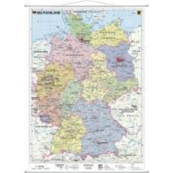Deutschland, politisch 1 : 1 000 000. Wandkarte Kleinformat mit Metallstäben - Poster