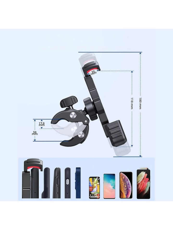 COFI 1453 Universal Fahrrad Fahrrad Handyhalter Motorrad Lenker Schwarz in Schwarz günstig kaufen onesize
