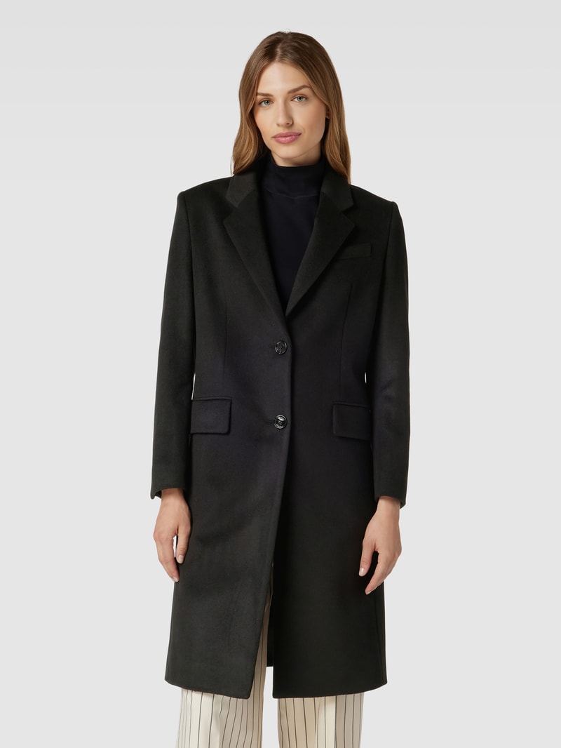 Wollmantel mit Knopfleiste Modell 'Catara' in schwarz