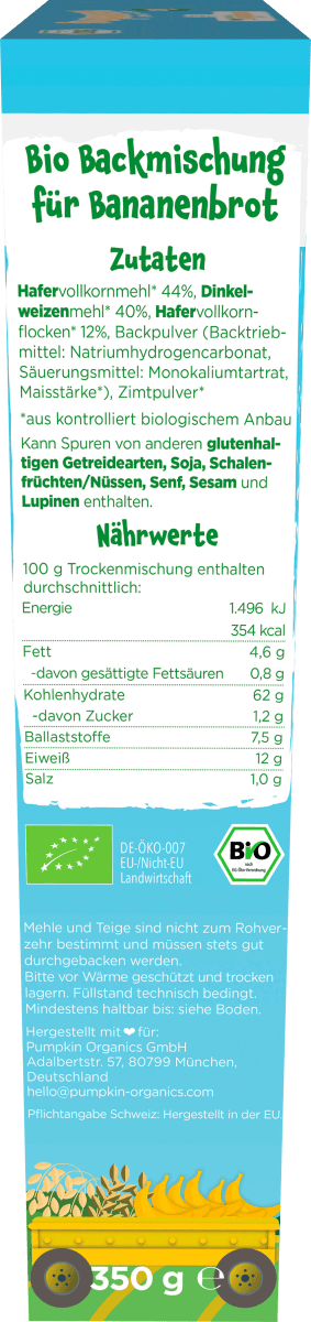 Backmischung Bananenbrot Hafer & Dinkel, ab 3 Jahren, 350 g