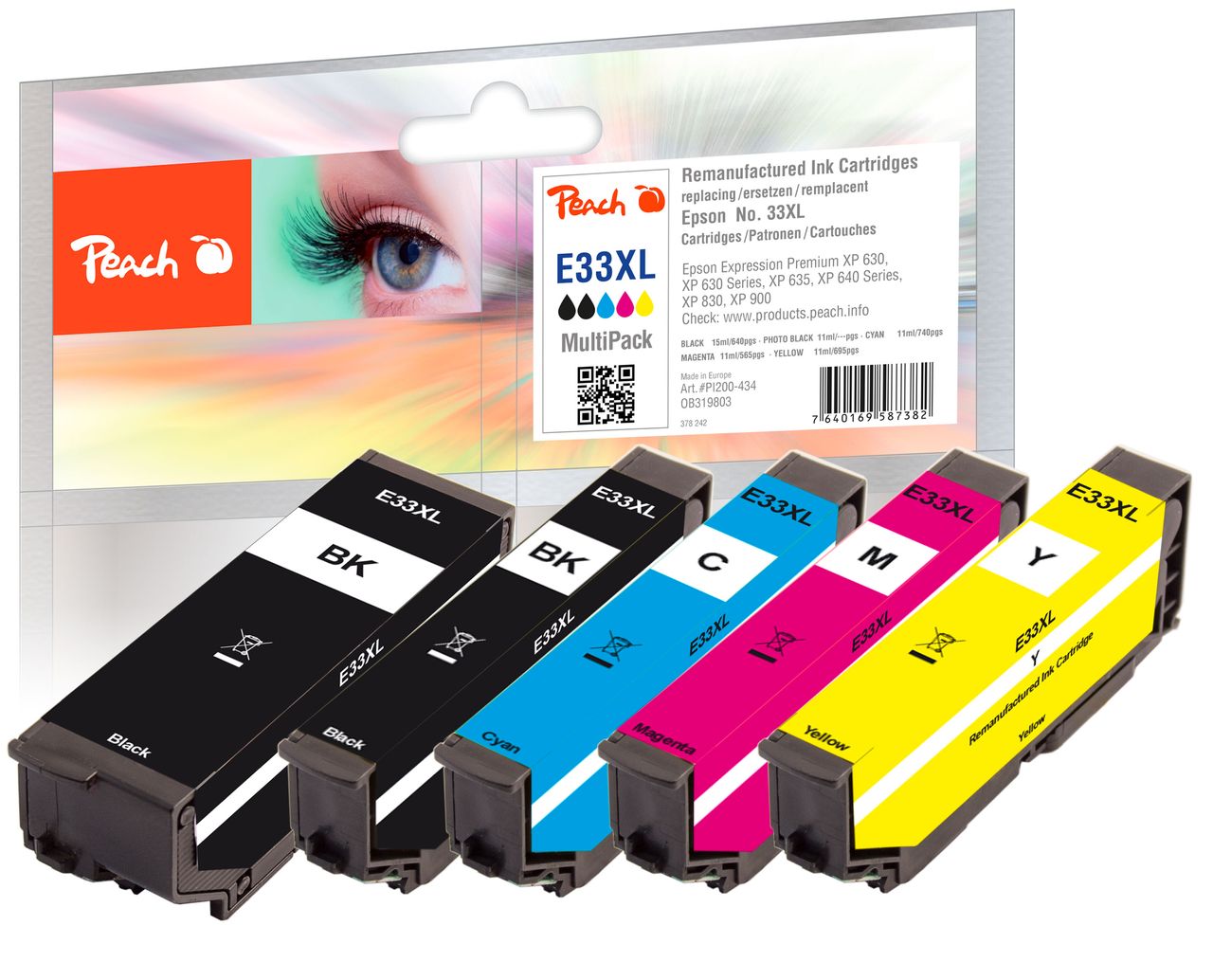Peach Spar Pack Tintenpatronen ersetzt Epson T3357, No. 33XL