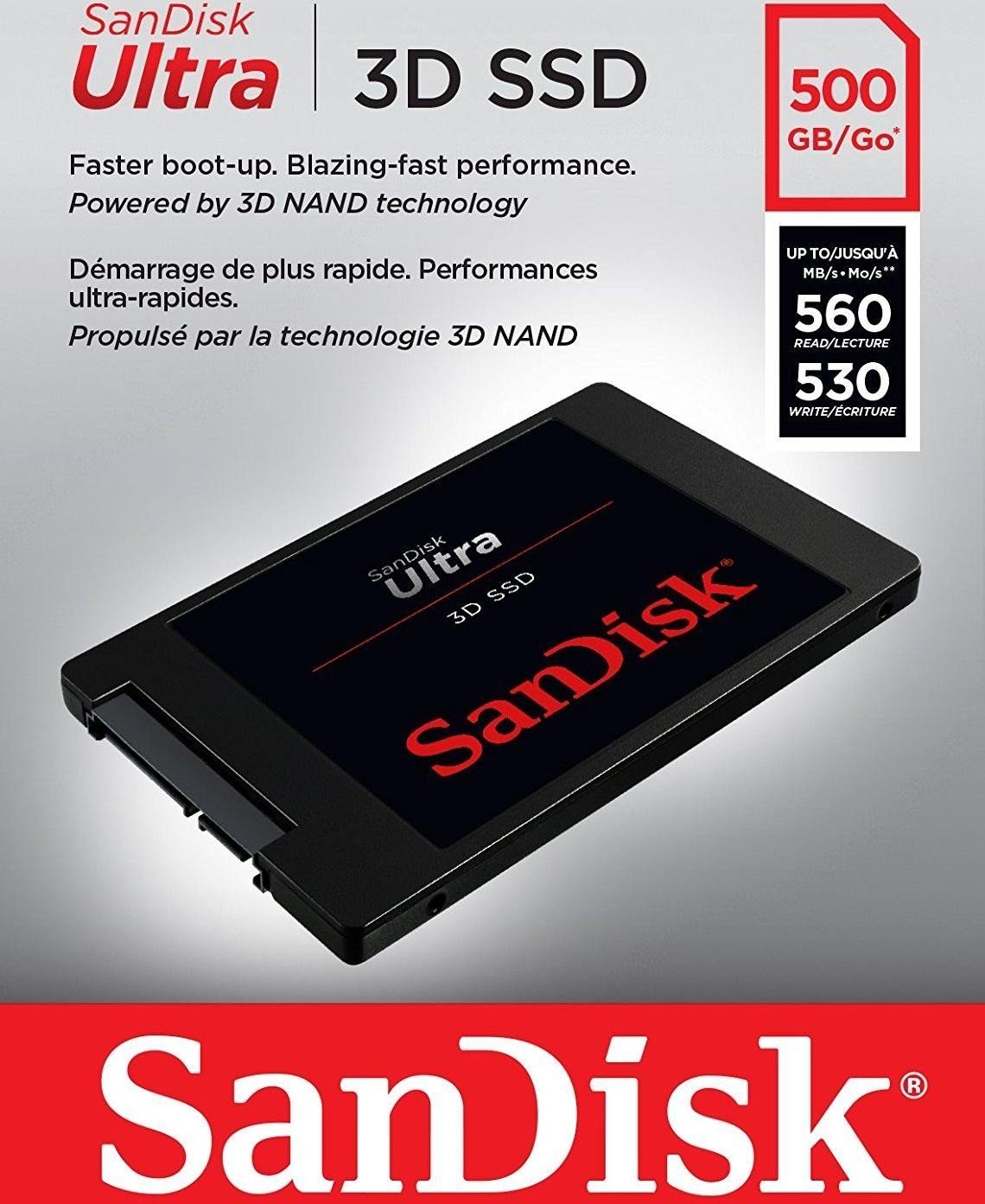 Sandisk Ultra 3D SSD interne SSD (500GB) 2,5