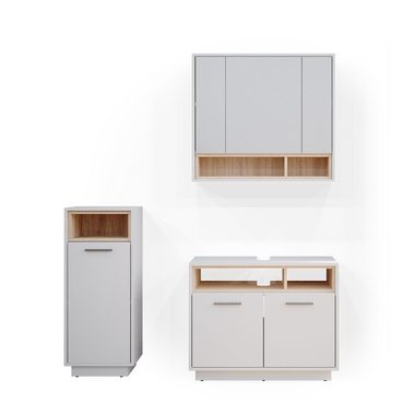 Vicco Badmöbel-Set Badezimmerset BEATRICE Weiß / Sonoma Set 3, (3-er Set, 3-St., 3-er Set)