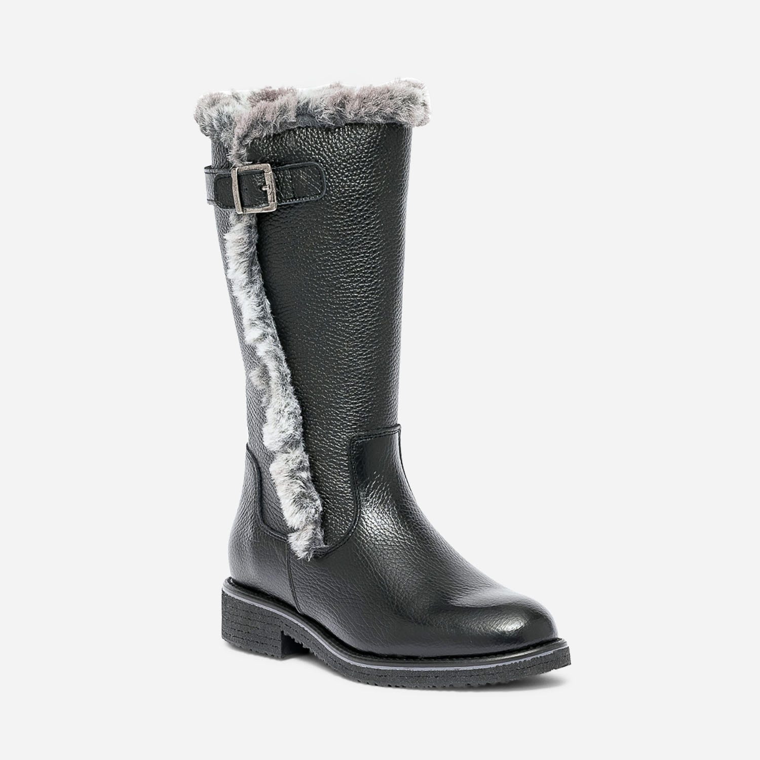 Botte noire en cuir fourré