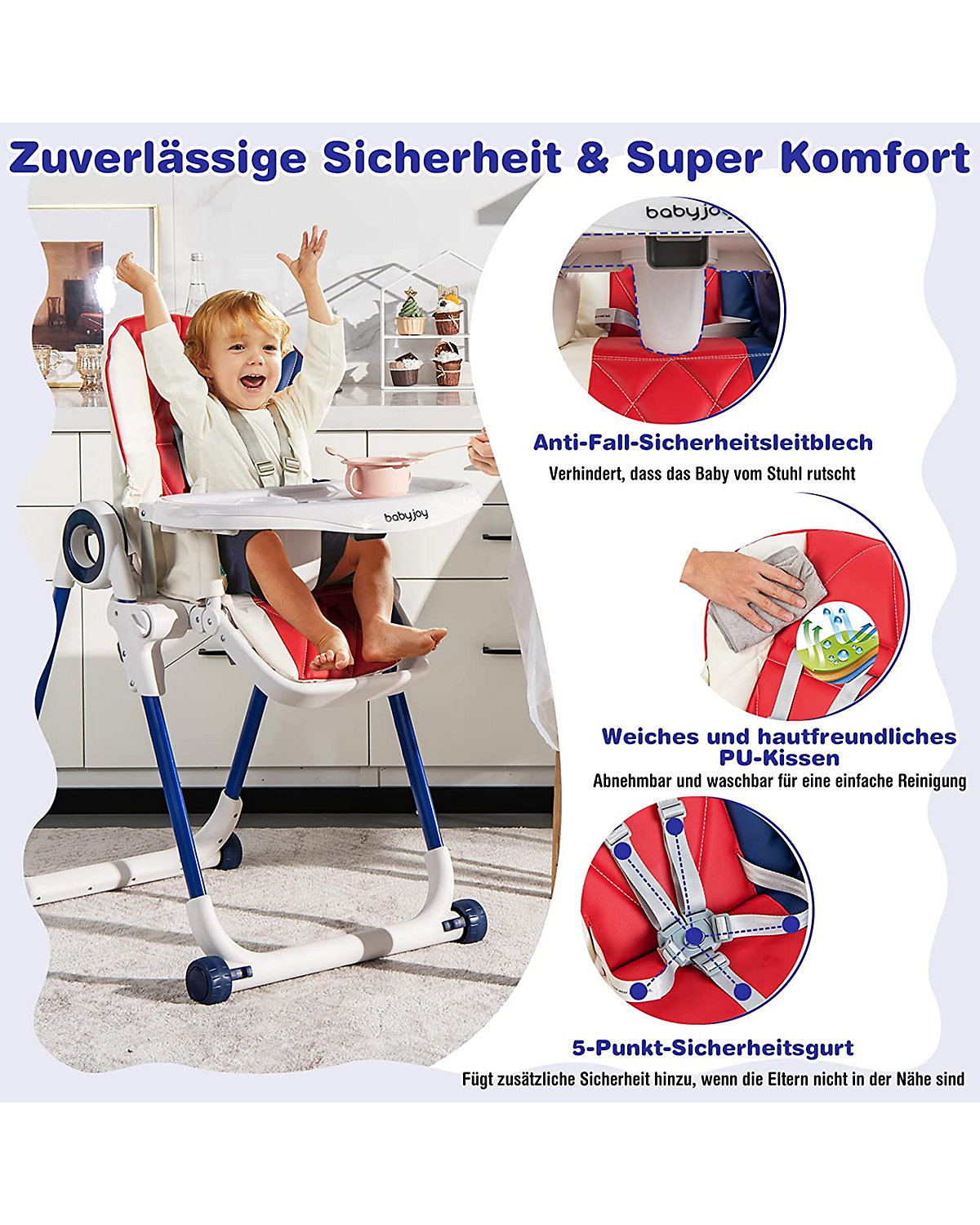 Hochstuhl Schnelle Montage & Faltbar verstellbar