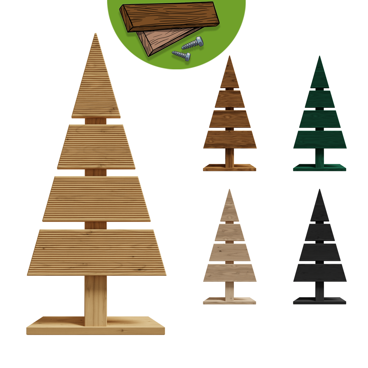 Pemicont Floranica Holz-Weihnachtsbaum DIY Dekobaum Tanne 60x27cm Weihnachtsdekoration Natur