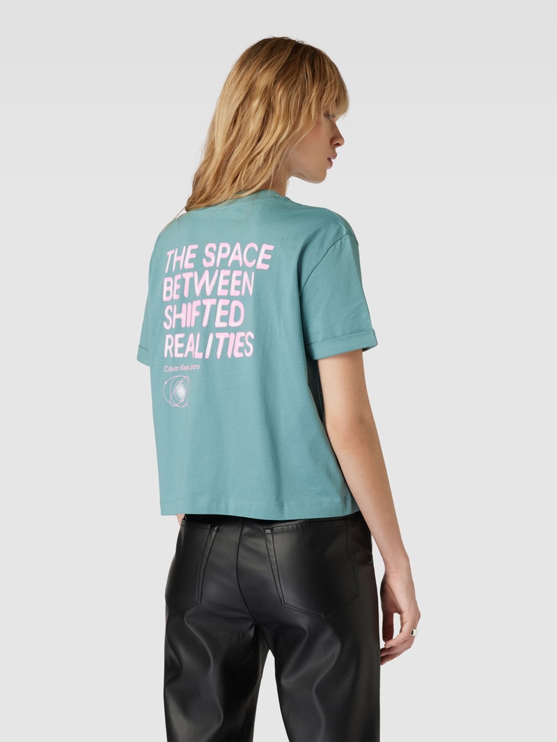 T-Shirt mit Motiv- und Label-Print Modell 'FUTURE FADE' in schilf