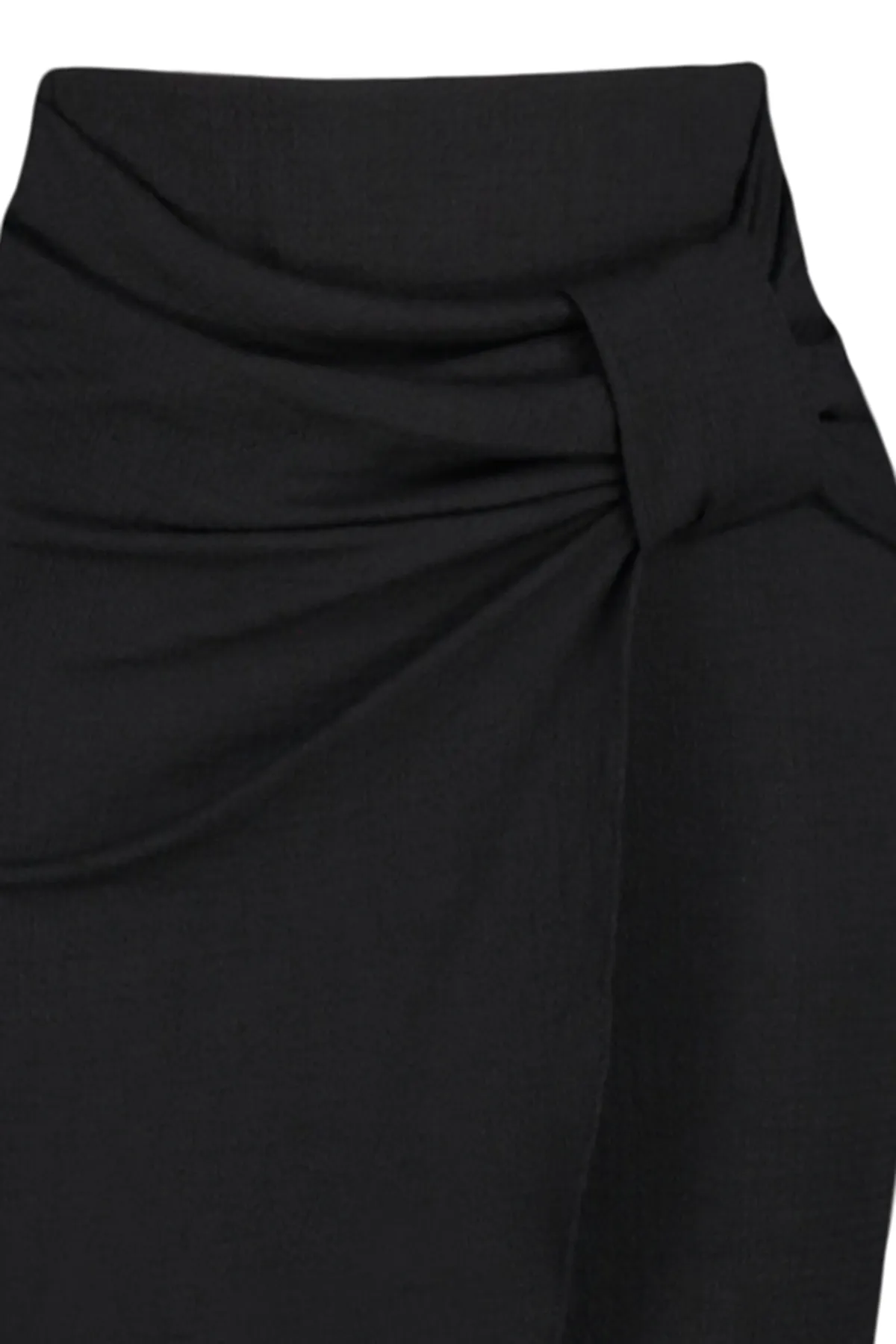 Trendyol Collection  Schwarzer zweireihiger Wickel-Midi-Strickrock mit hoher Taille TWOSS23ET00027