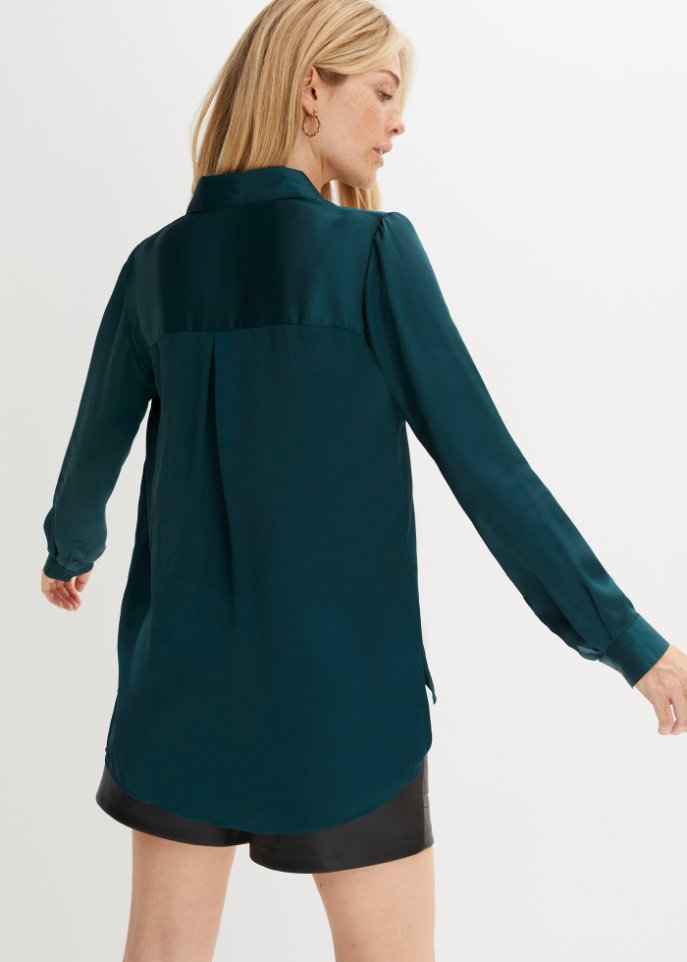 Satin-Longbluse mit recyceltem Polyester