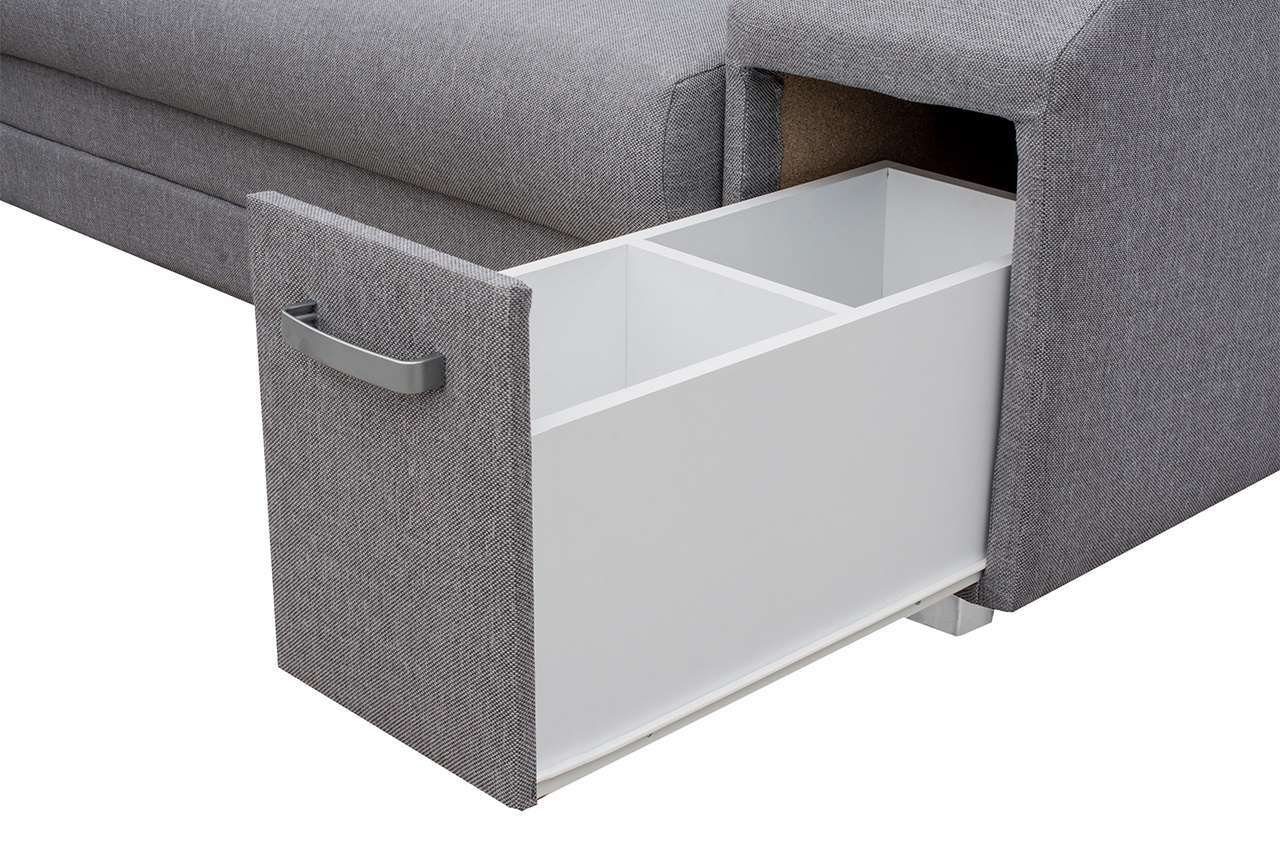 MKS MÖBEL Ecksofa ALVA, mit Hocker und Minibar - L-Form Sofa Mit Schlaffunktion