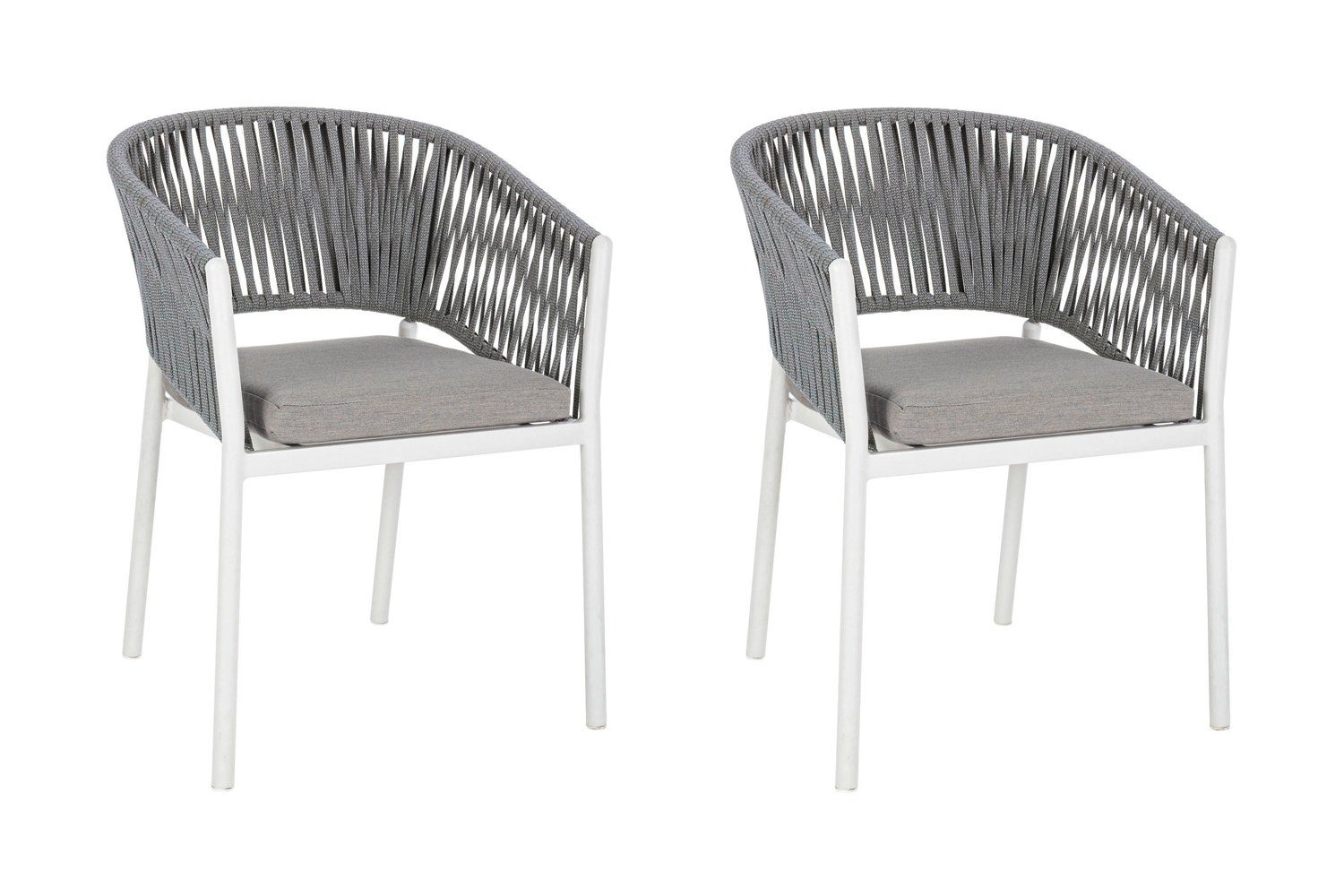 Bizzotto Gartenstuhl FLORENCIA, Dunkelgrau, Aluminium, Tetorongeflecht, (Set, 2 St), Stapelbar, mit Sitzkissen