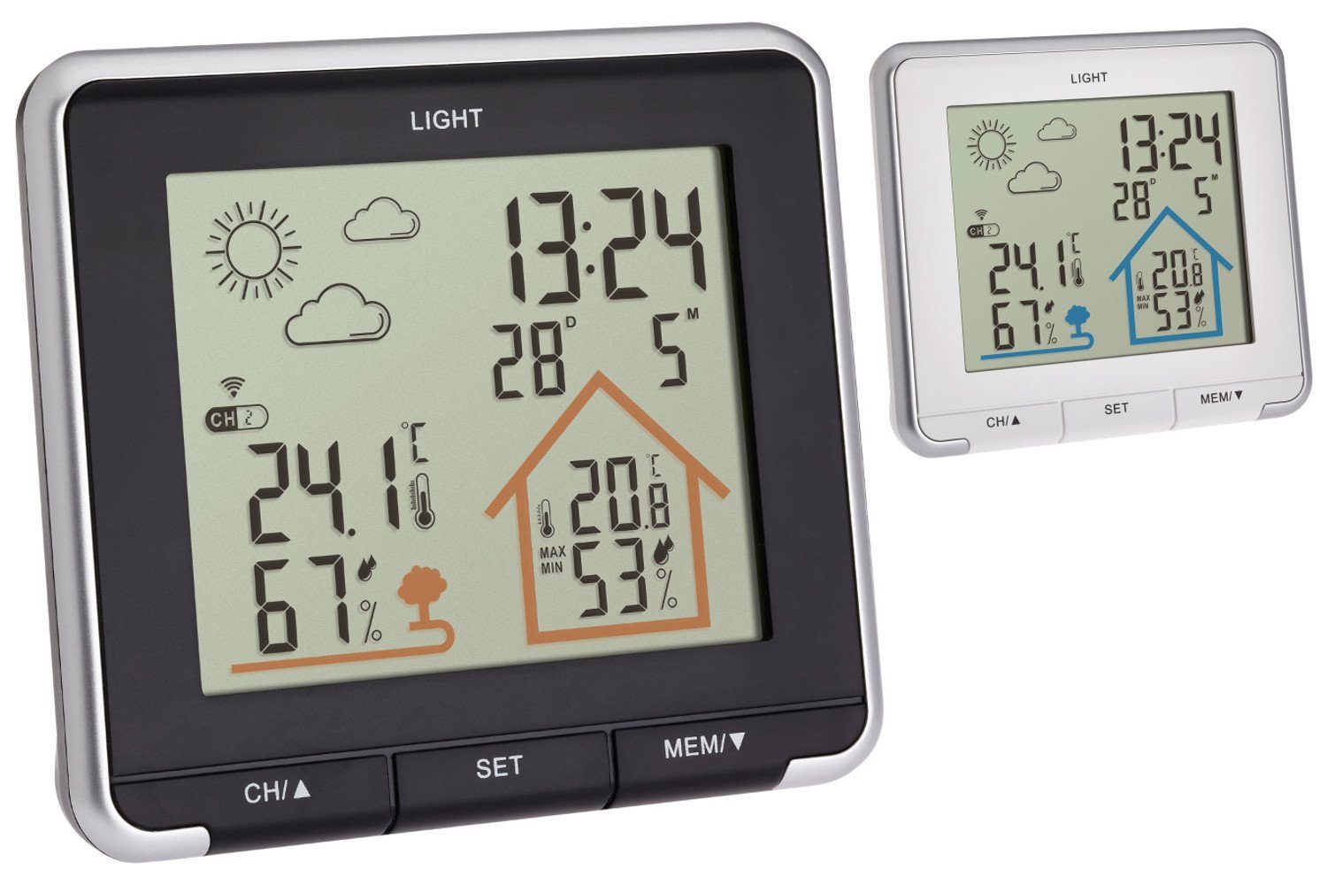 TFA Dostmann Life TFA 35.1153 mit Raumklimakontrolle und Außensender Funkwetterstation