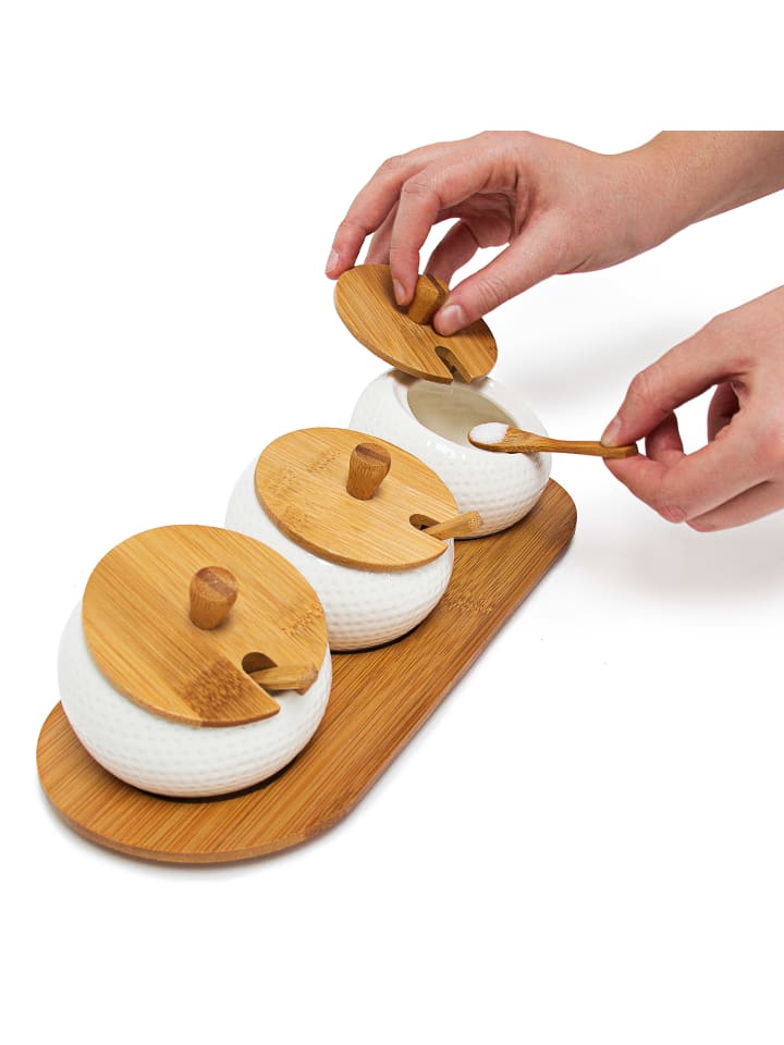 relaxdays Gewürzhalter Jiao in Natur/Weiß - (B)30,5 x (H)8,5 x (T)12 cm günstig kaufen onesize