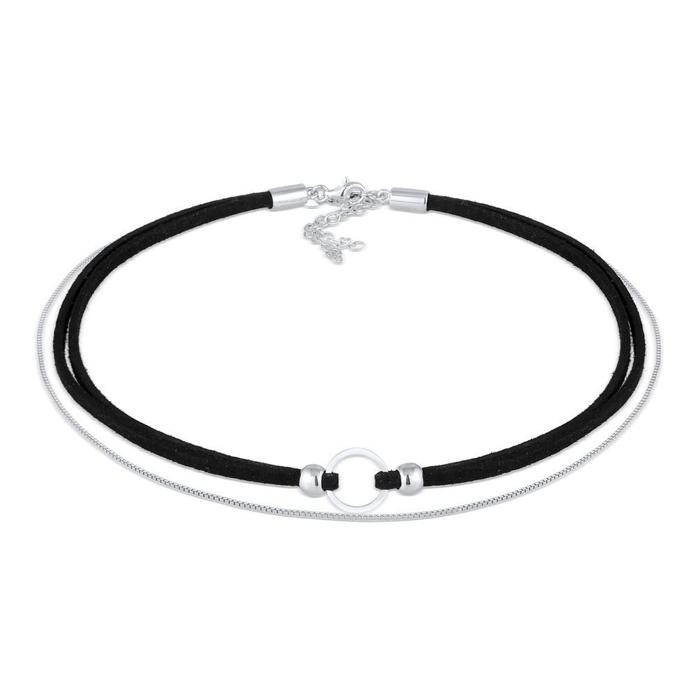 Elli Elli Collier Femmes choker cercle vénitien set en daim en argent sterling 925 collier