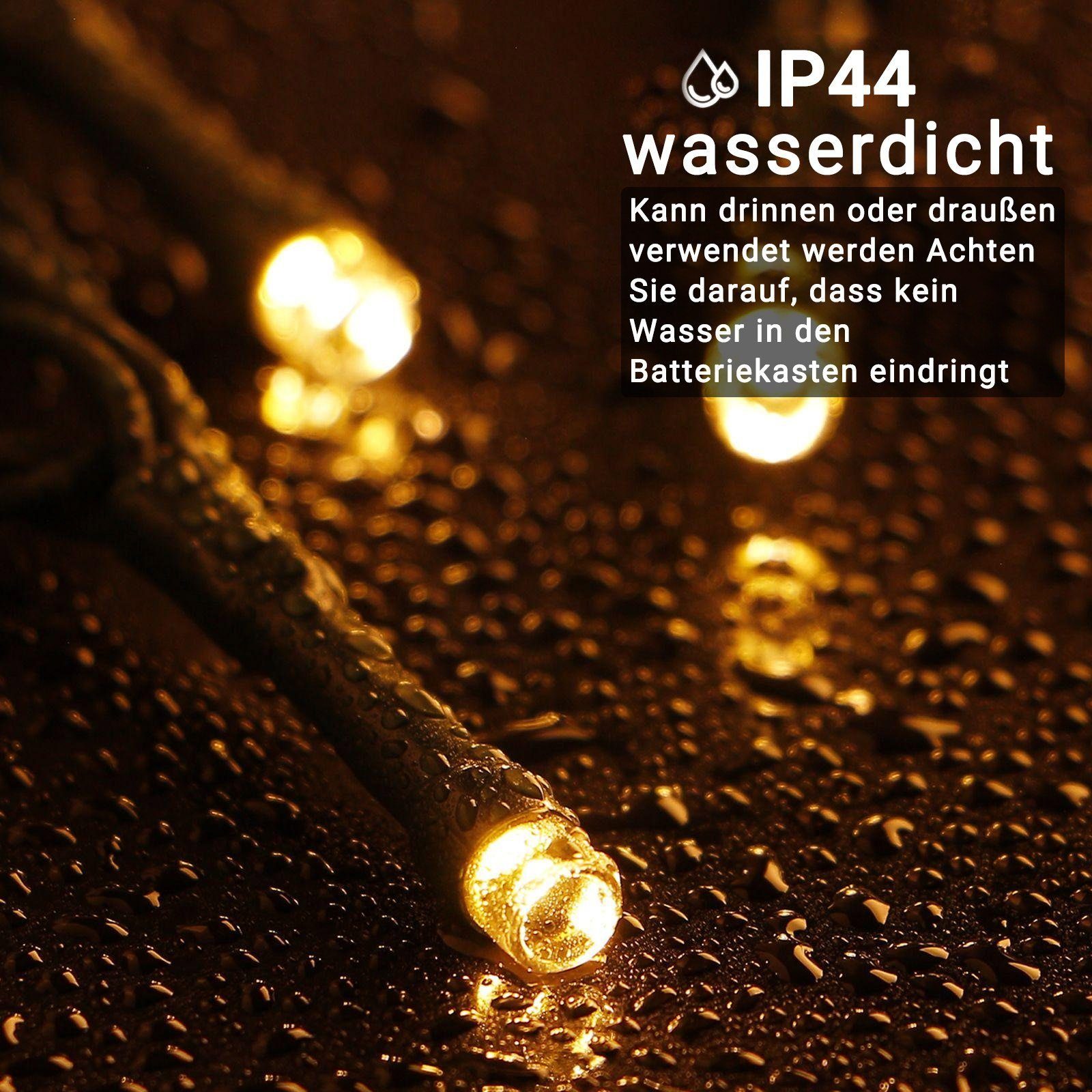 Elegear LED-Lichterkette 40M 300 LEDs Lichterkette für Weihanchtsbaum, 300-flammig, Weihnachtsdeko mit Batterie, Timer, 8 Modi