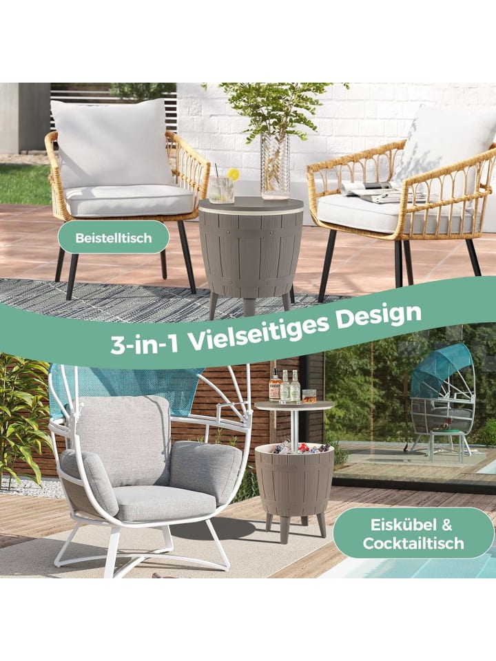 COSTWAY 3 in 1 Beistelltisch Cool Bar 37L in Braun günstig kaufen onesize