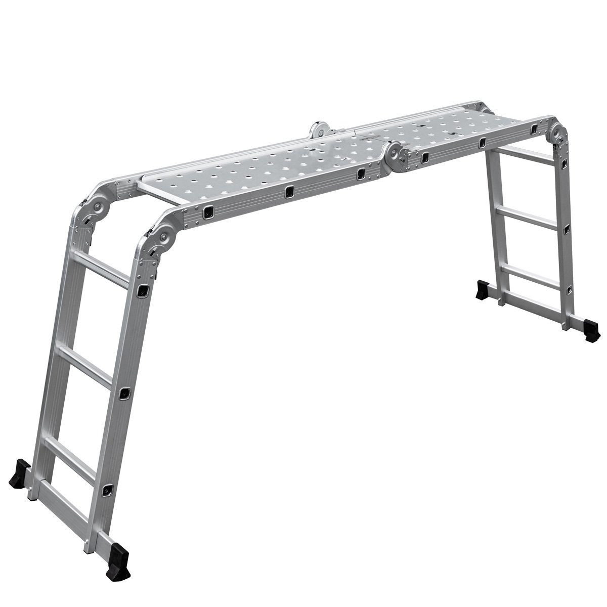 Craftfull Arbeitsplattform Alu-Plattform (einzeln) FÜR Mehrzweckleiter CF-104A - 3 J. Garantie, (4x3 - 4x4 - 4x5 Sprossen - 150 kg Traglast, 2-St., Plug & Play-Funktion, Anti-Rutsch-Standfläche, Aluminium), Arbeitsbühne für Stehleiter Klappleiter Gel