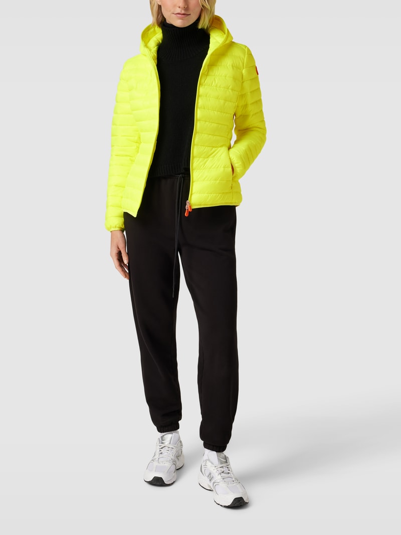Steppjacke mit Label-Patch Modell 'KYLA' in neon gelb