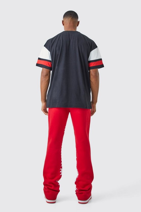 Oversize Colorblock T-Shirt mit Logo