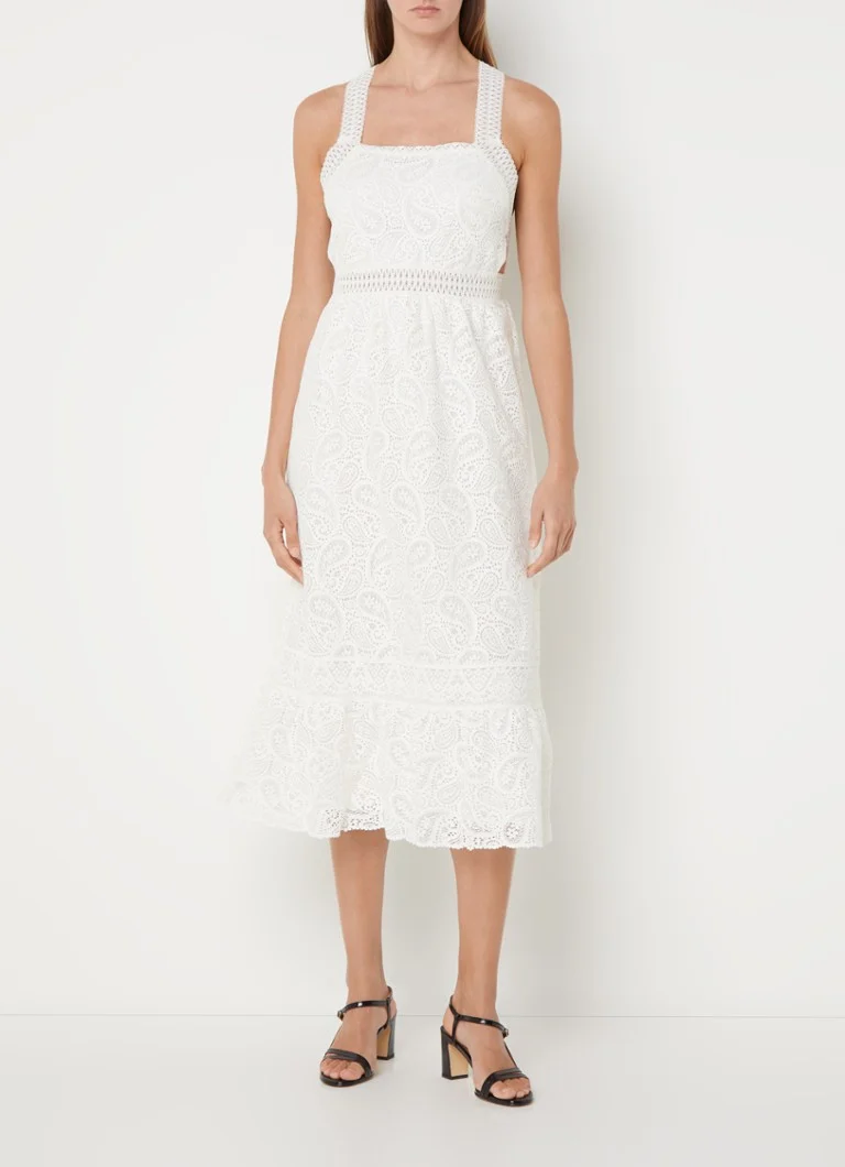 Rochie midi Austin cu volane din dantelă de la ba&sh