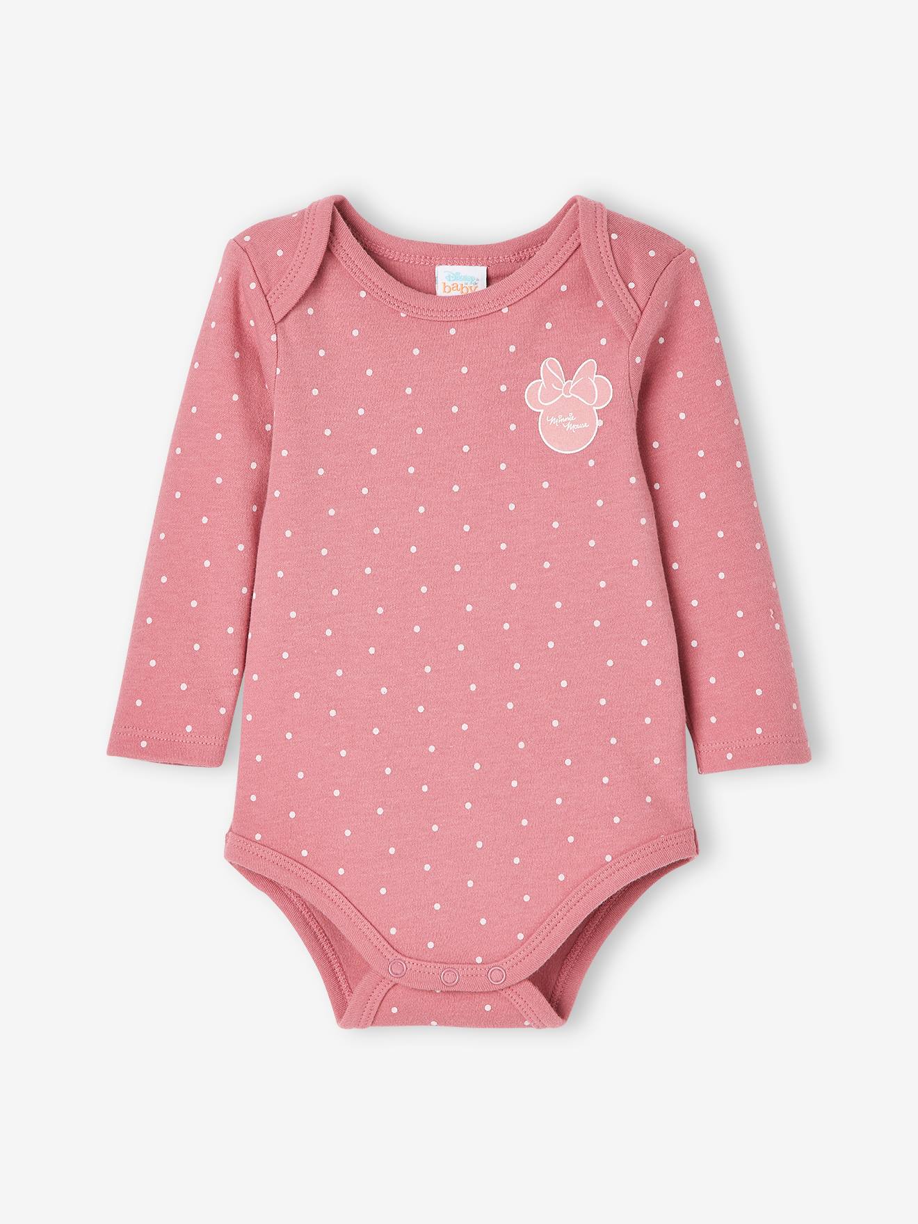 Lot de 2 bodies bébé fille DS® Minnie violet moyen uni avec decor