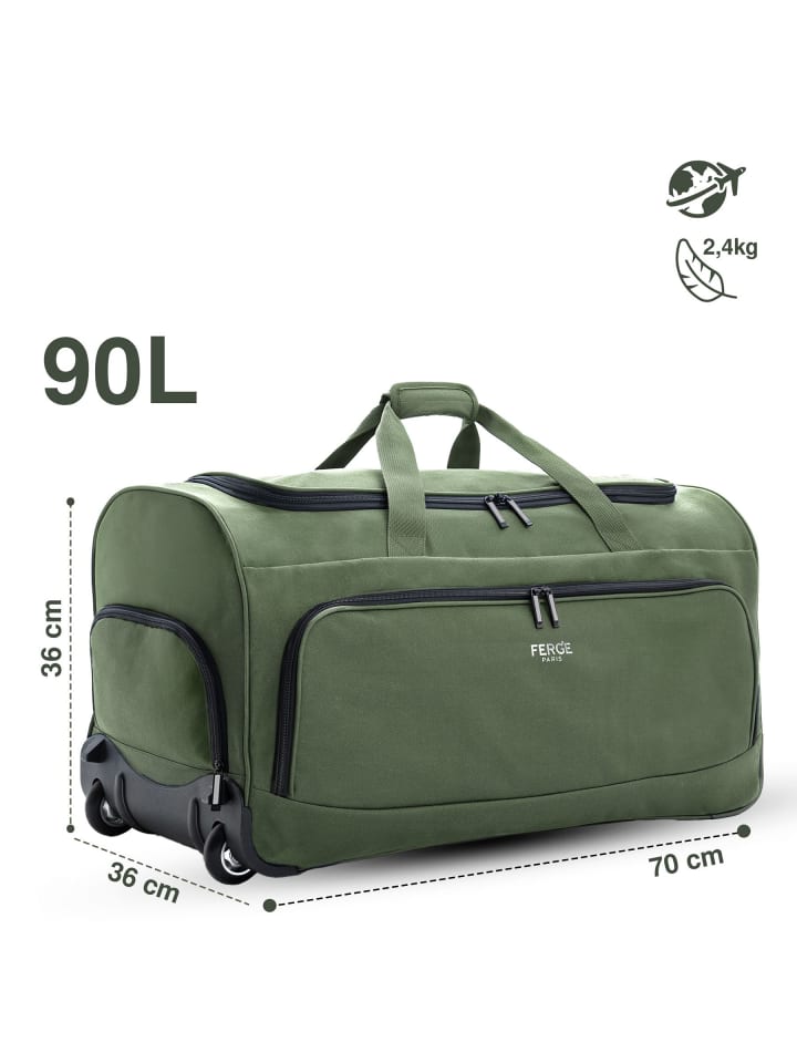 FERGÉ Reisetasche mit Rollen wasserabweisend Reisetasche mit Rollen groß Paris in grün günstig kaufen onesize