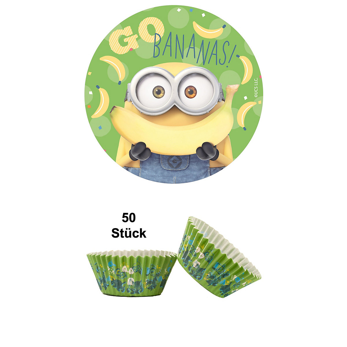 2er Set Minions Essbarer Tortenaufleger + 25 Muffinförmchen