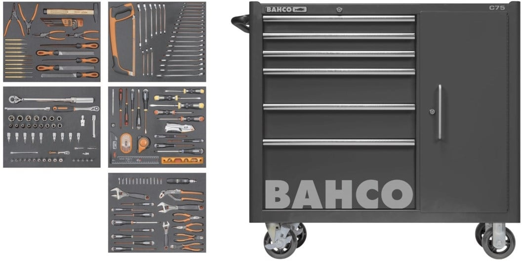 Bahco 1475KXL6CBK-FF6 Колица за алат са 6 фиока, 187 делова