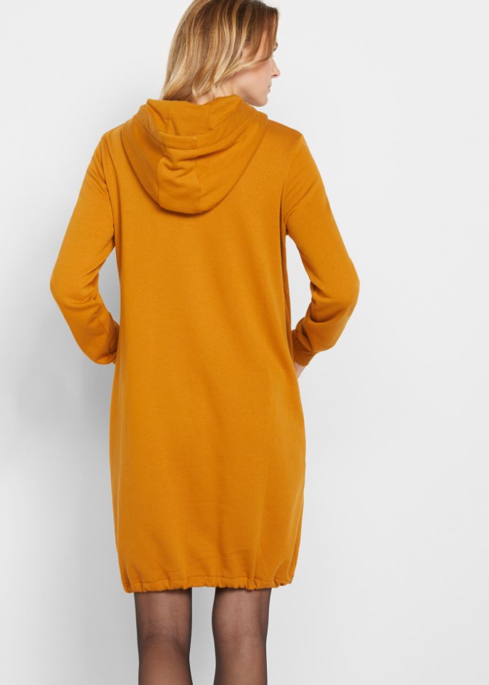 Sweatkleid mit Kapuze und Gummizug am Saum