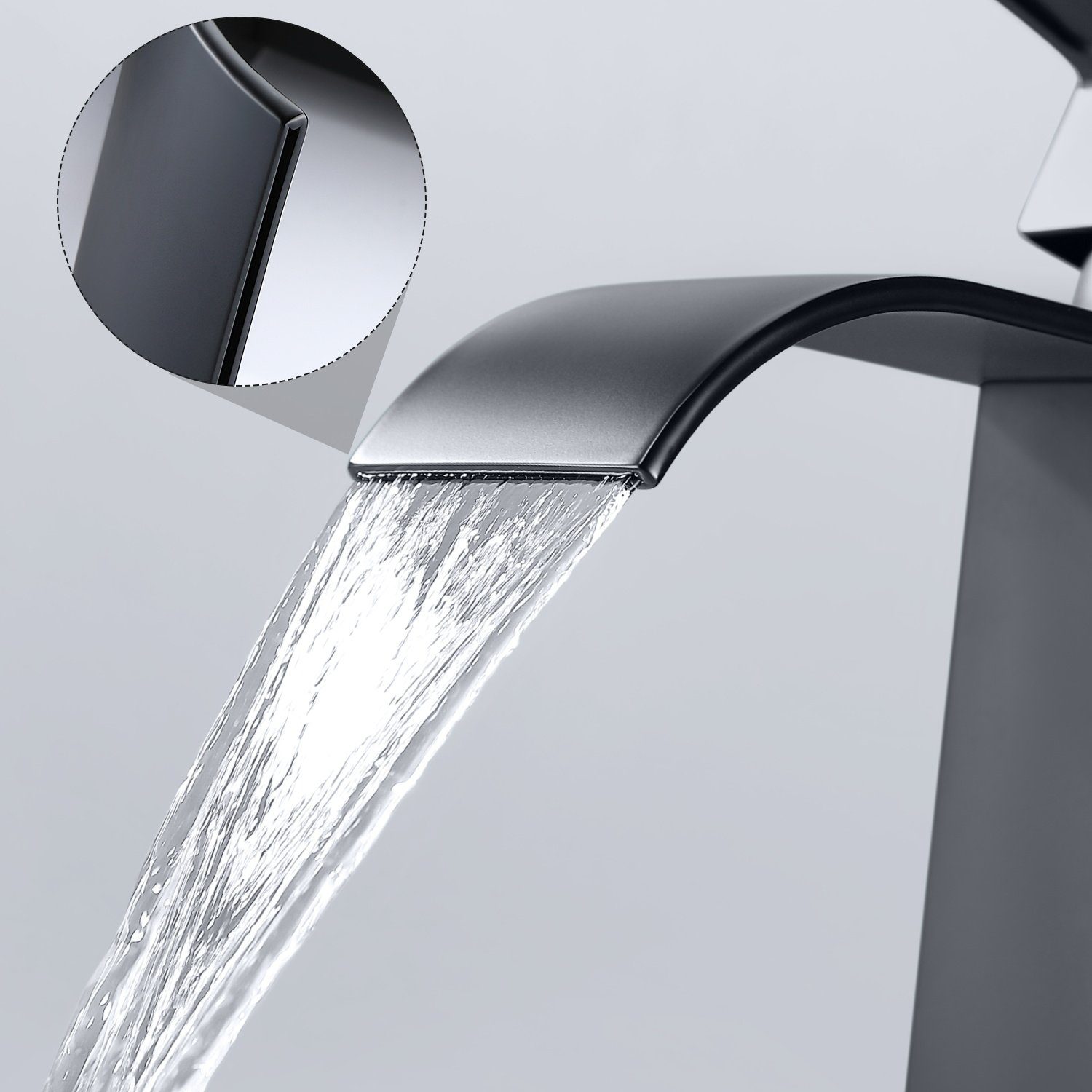 CECIPA Waschtischarmatur Wasserhahn Bad Schwarz Waschtischarmatur mit Auslauf Höhe 185MM