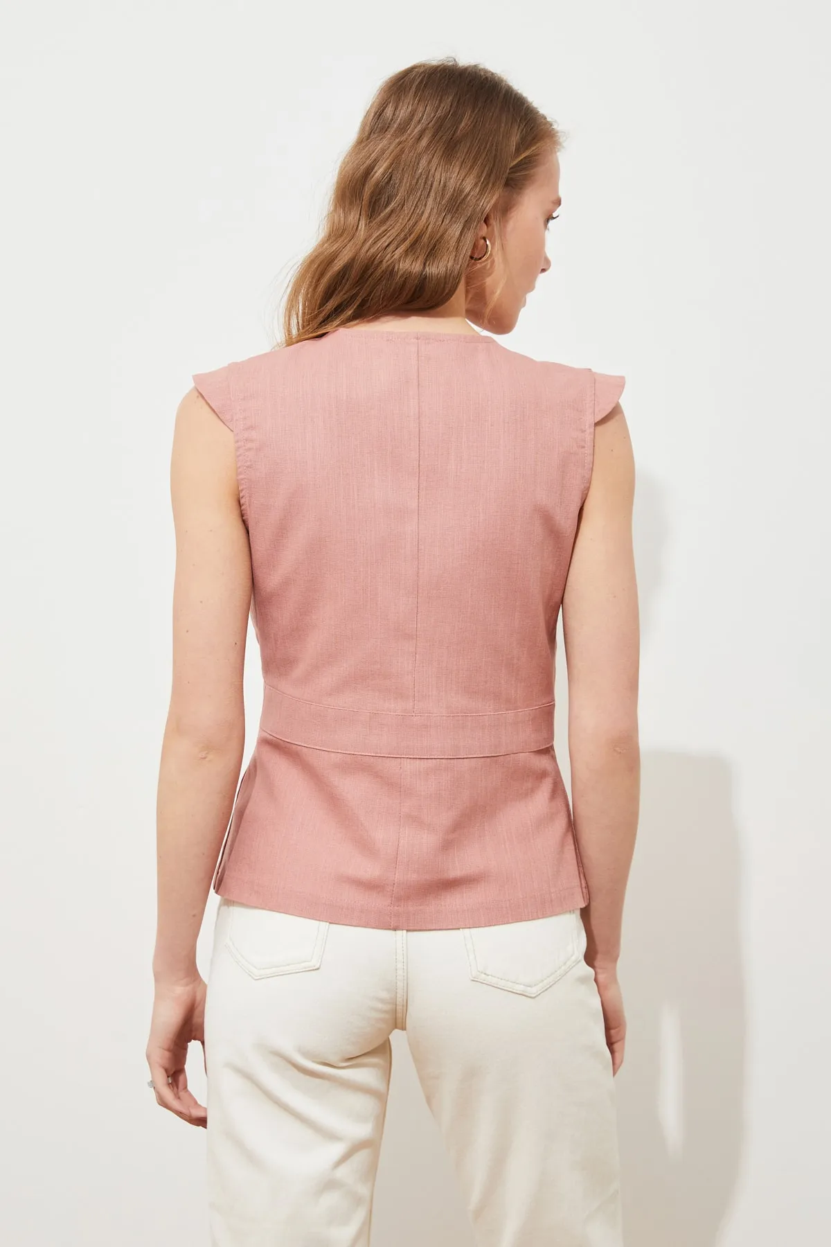 Trendyol Collection  Dusty Rose Woven Bone Button Detailierte zweireihige gewebte Bluse TWOSS20BZ0707