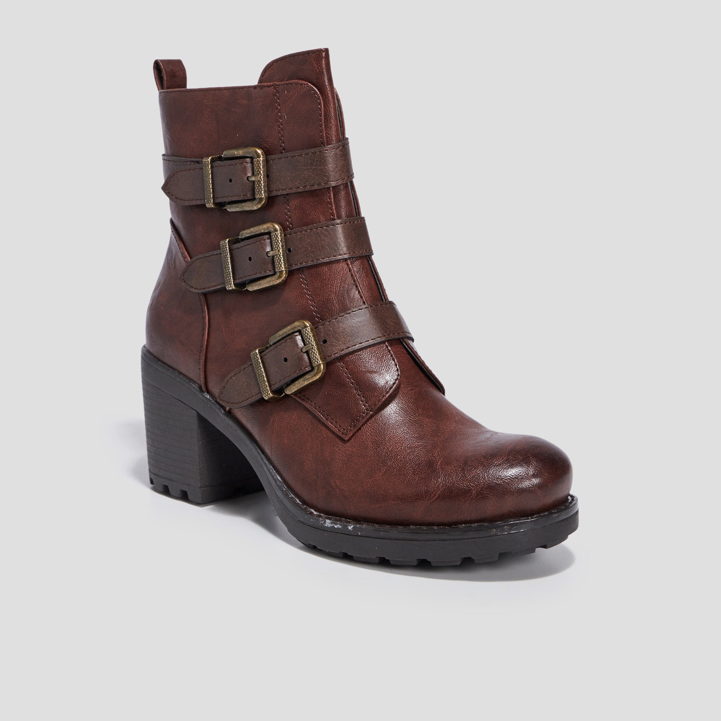 Bottines avec boucles marron femme | La Halle