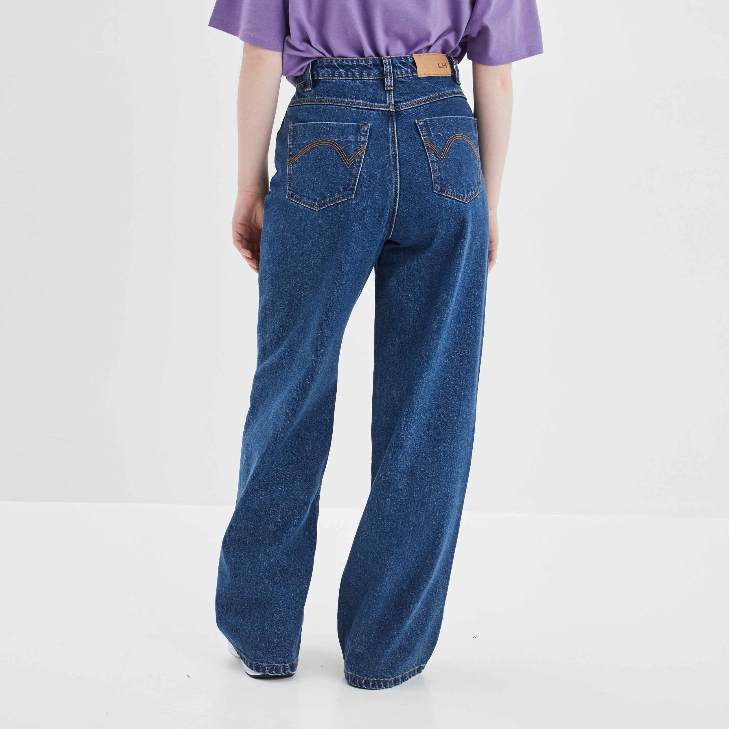 Jeans wide leg taille haute denim stone femme | La Halle