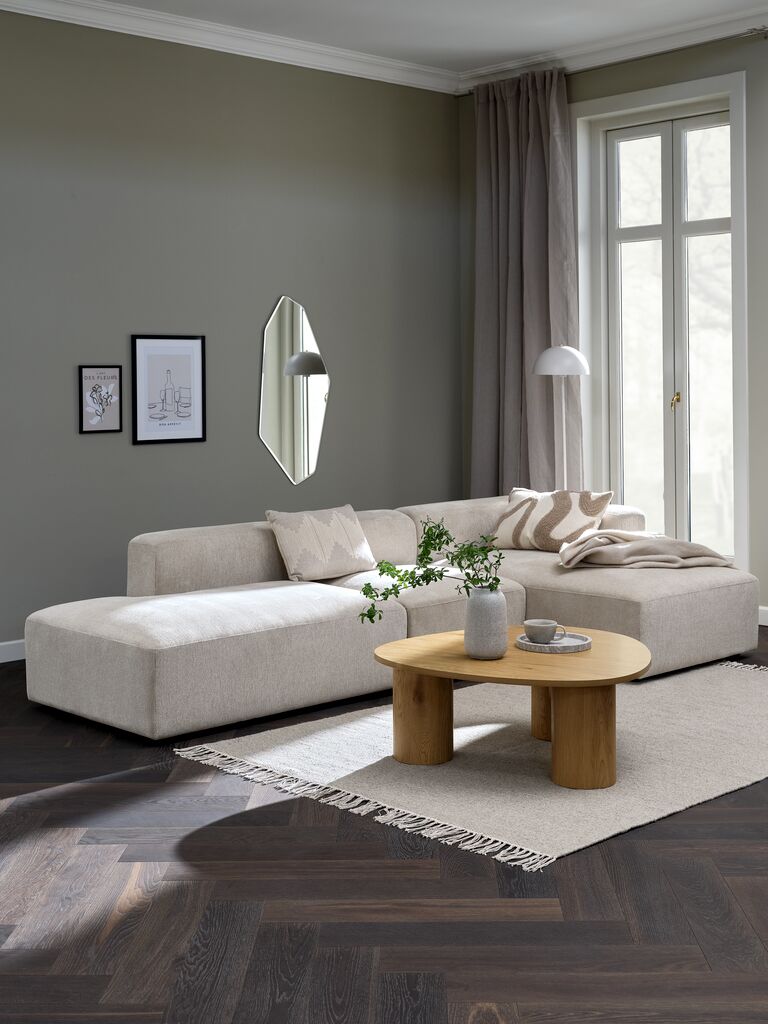 SKEJBY Sofa modułowa SKEJBY 3-osobowa szezlong/otwarta tkanina piaskowa