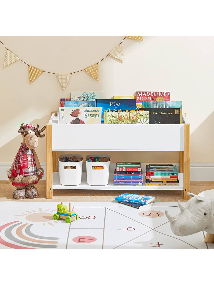 SoBuy Bücherregal in Weiß/ Braun - (B)85 x (H)45 x (T)42cm günstig kaufen onesize