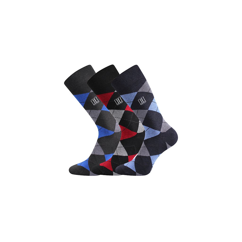 Lonka Dikarus Mix B kariert dunkel Socken, 3 Paare