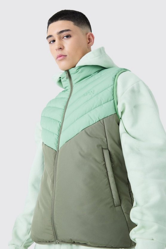 Man Colorblock Weste mit Trichterkragen