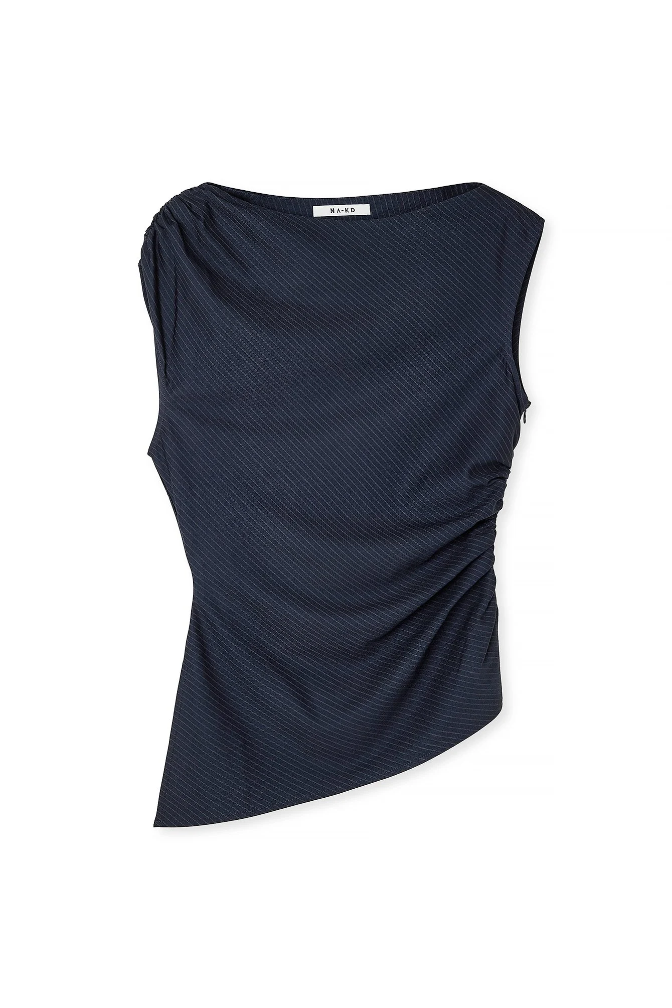 Gewebtes Top mit Nadelstreifen und drapiertem Detail