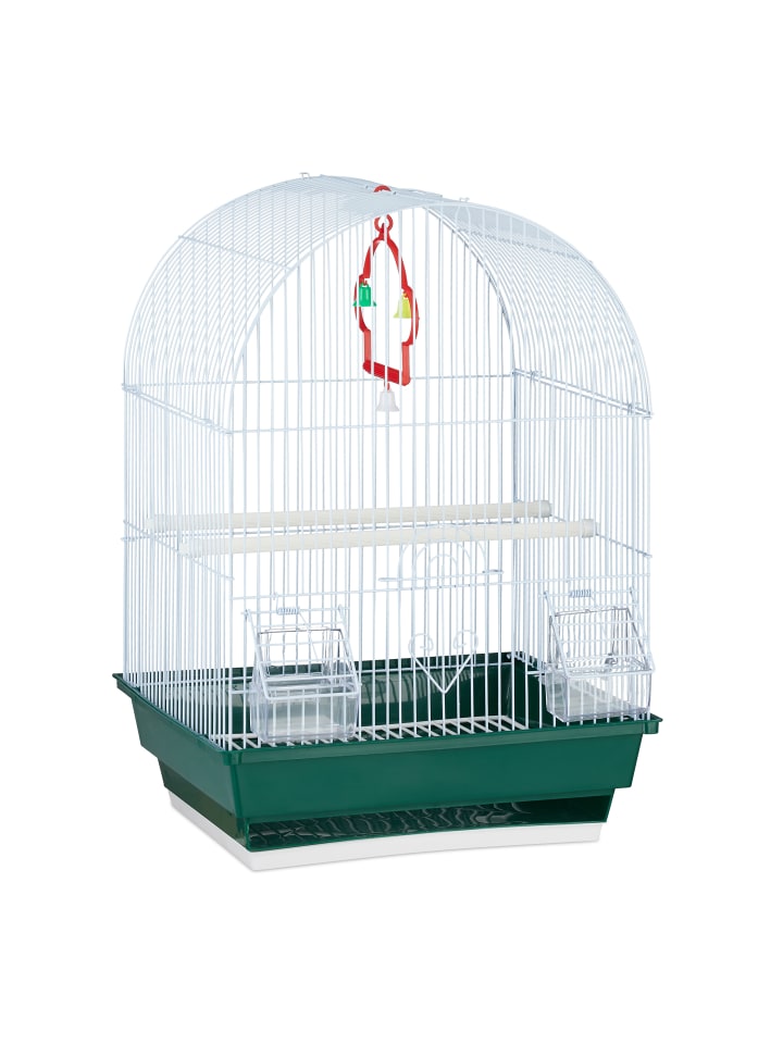 relaxdays Vogelkäfig in Weiß/Grün - (B)34,5 x (H)49,5 x (T)28 cm günstig kaufen onesize