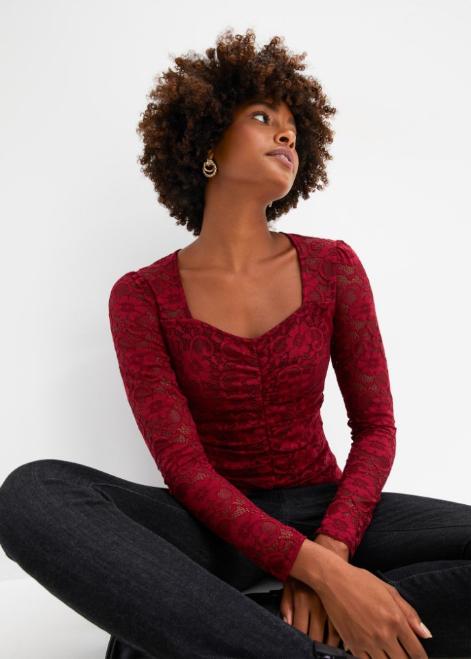 Langarmshirt mit Spitze