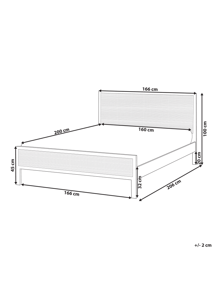 Beliani Doppelbett SALERNAS in Braun - (W) 166 x (H) 100 x (L) 206 cm günstig kaufen onesize