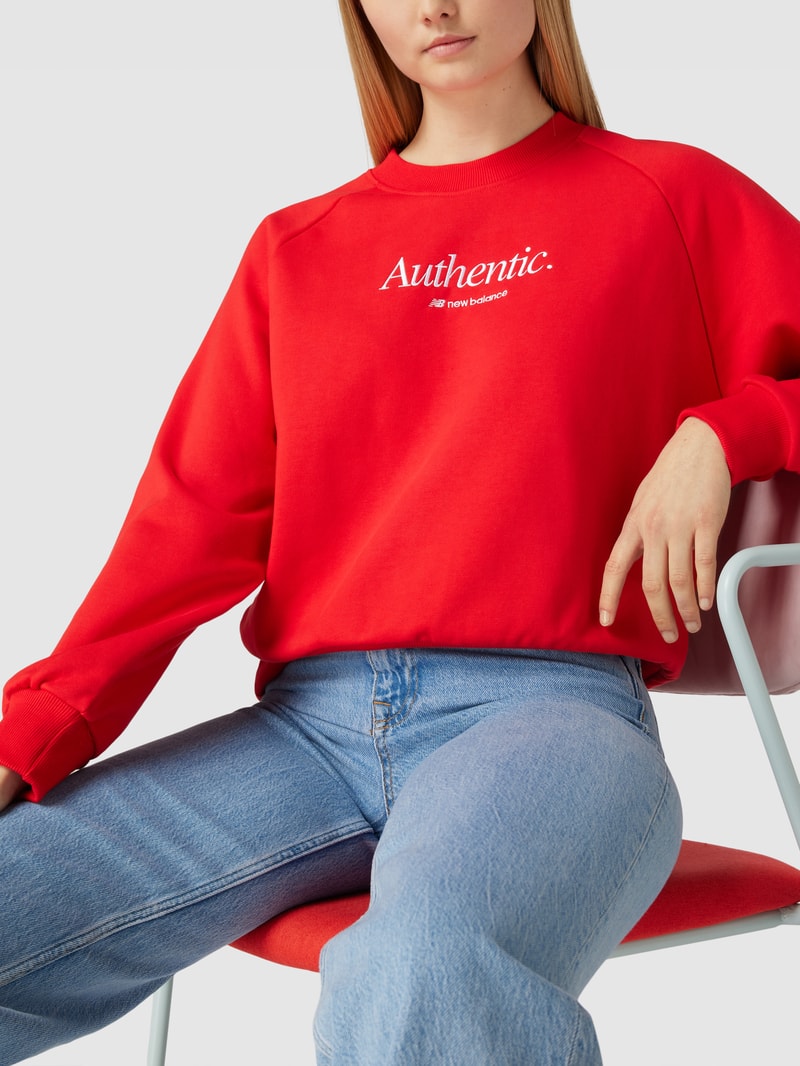 Sweatshirt mit Statement-Stitching Modell 'Athletics Icono' in rot