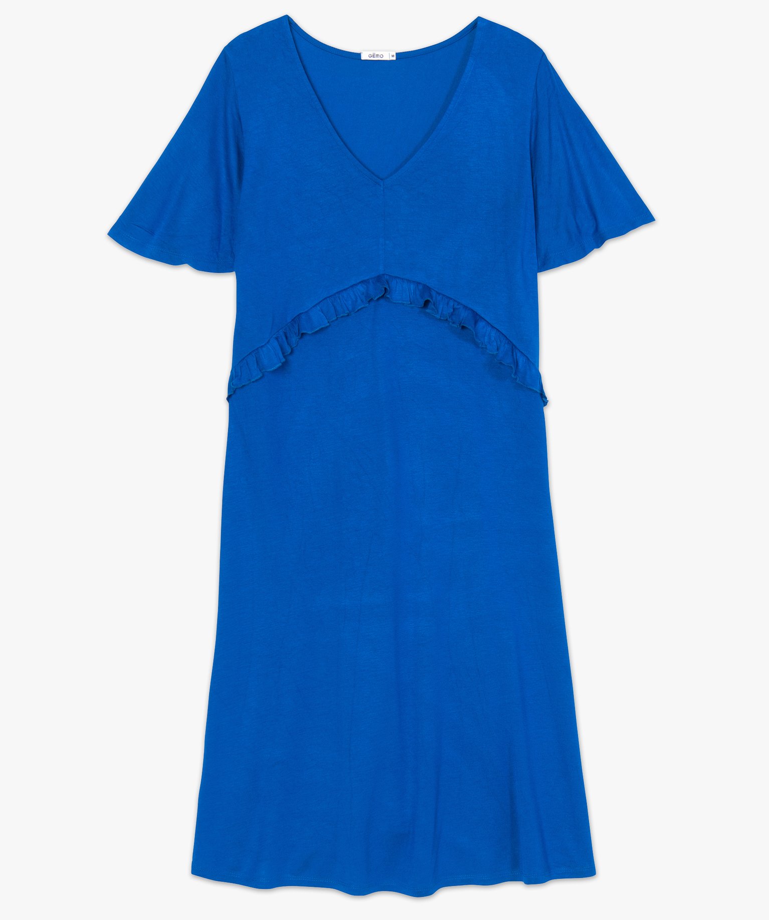 Robe de grossesse col V avec bande froncée noir | GEMO