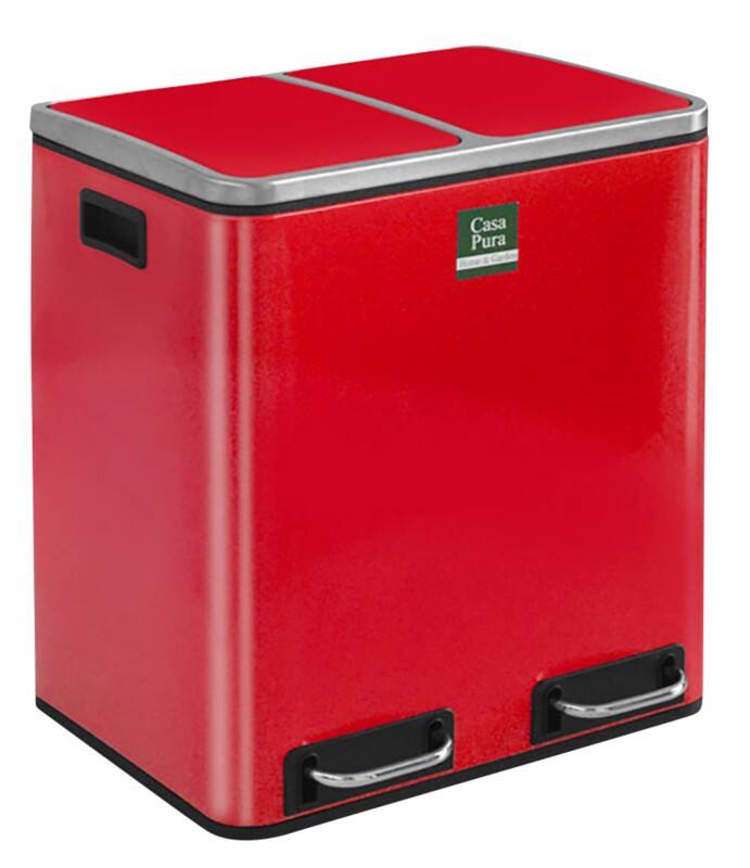 Casa Pura Treteimer Felix 2 x 15 Liter Edelstahl, Polypropylen Rot