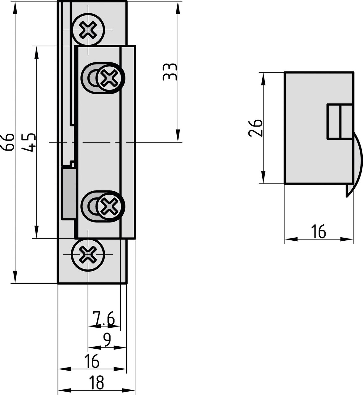 Basi Elektro-Türöffner - ET 94 - ohne mechanischer Entriegelung - Einsatz für 10-24 Volt - R/L