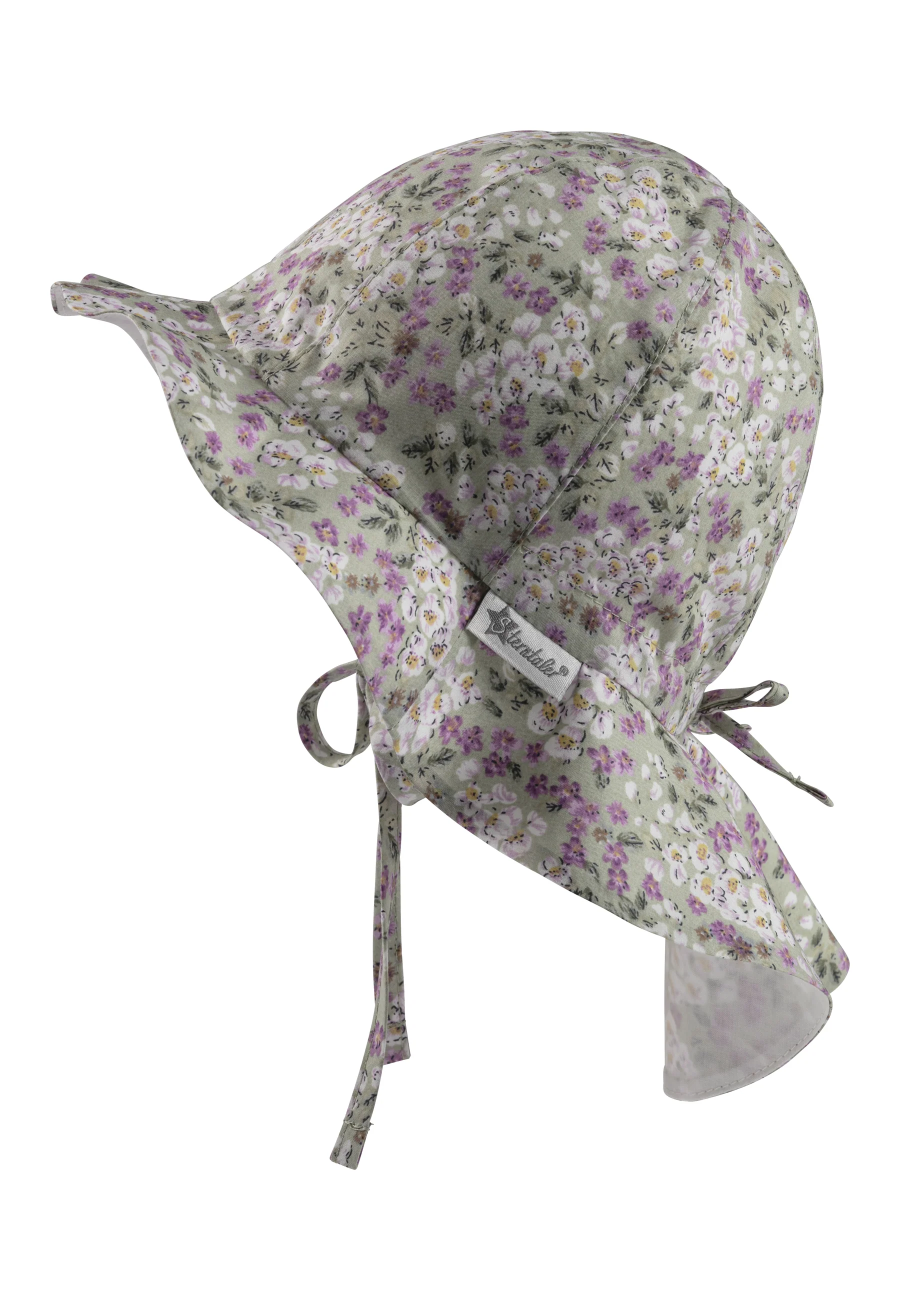 Sonnenhut mit Millefleurs-Muster in grün oder blau