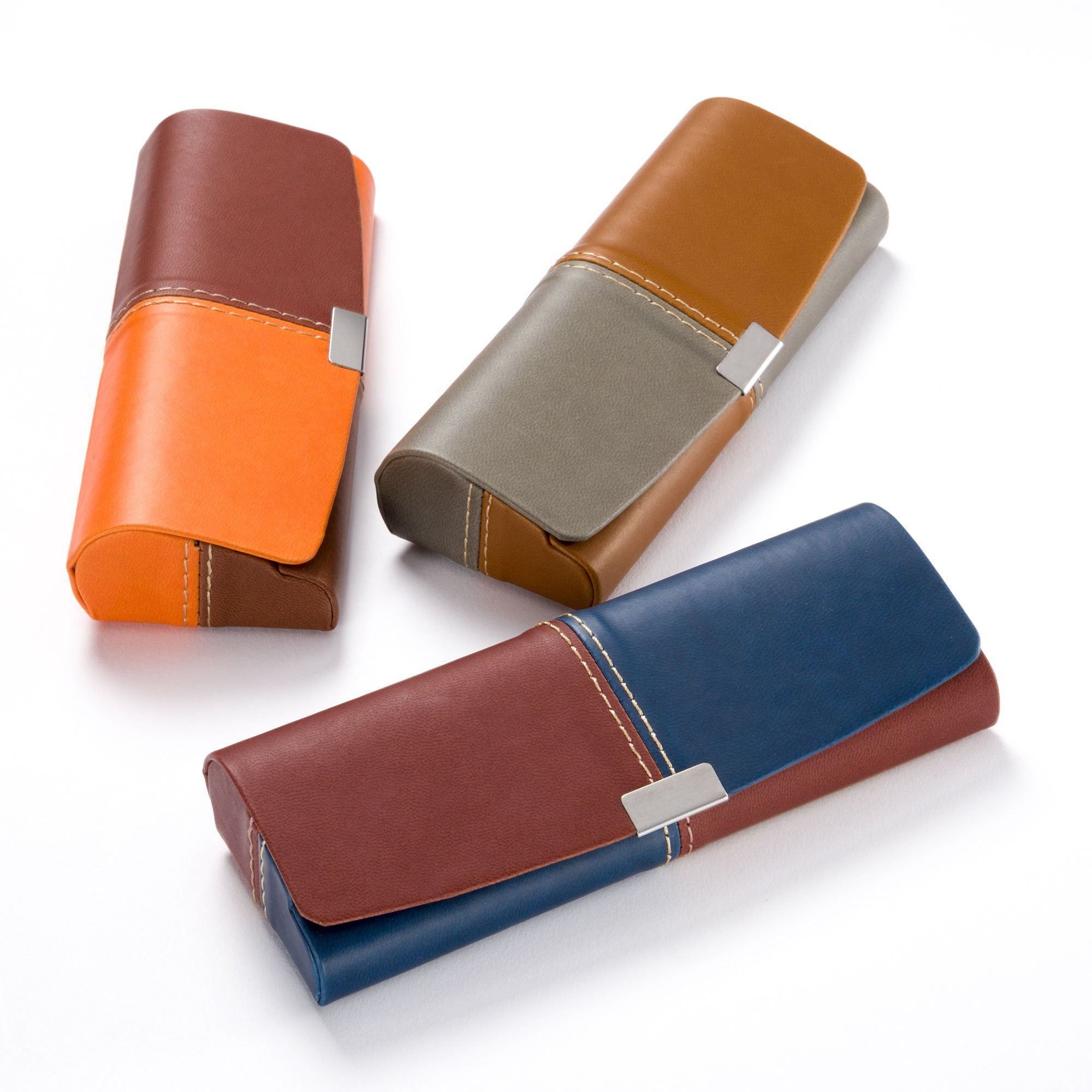 FEFI Brillenetui Hardcase in Leder-Optik (zweifarbig), inklusive Mikrofasertuch