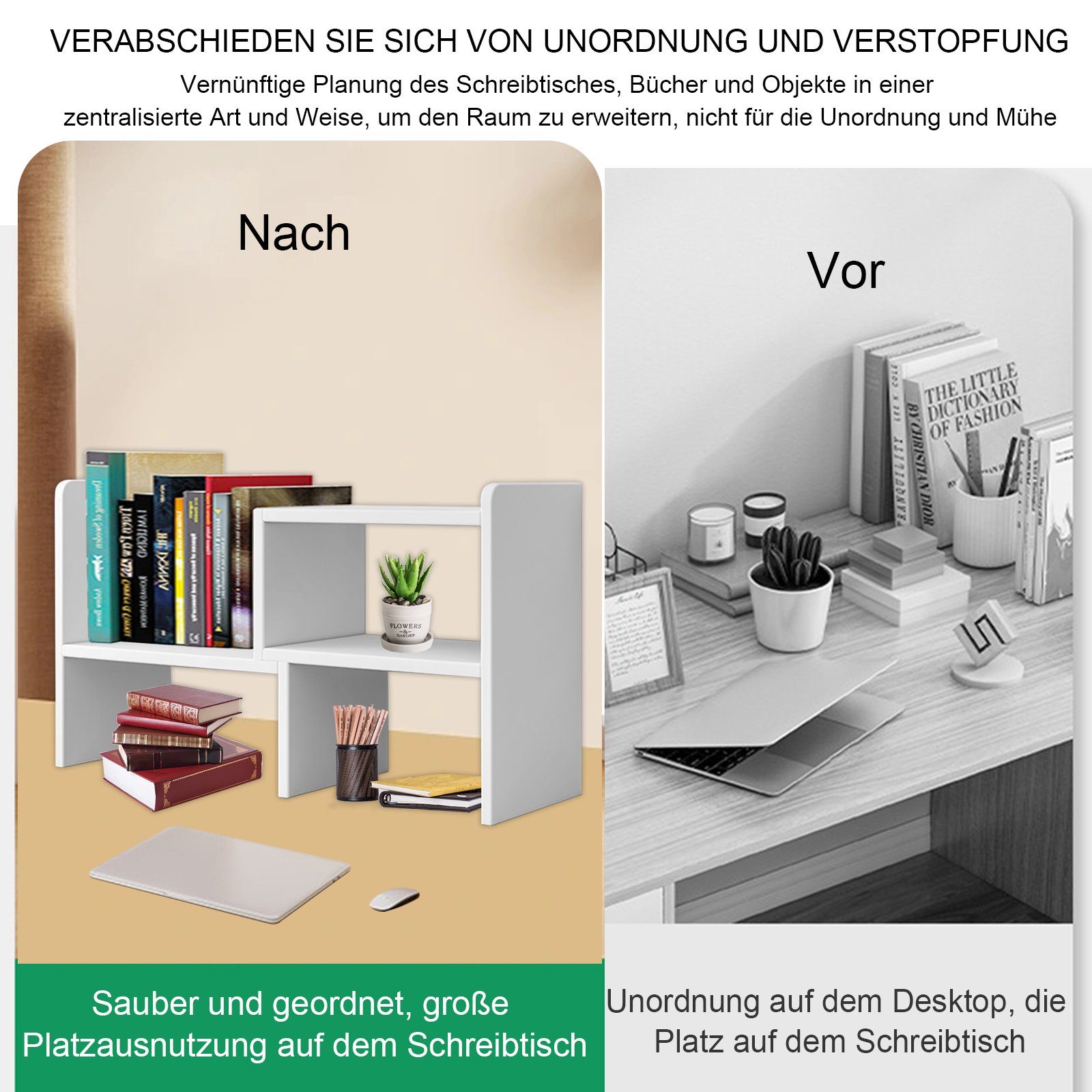 TWSOUL Bücherregal Basic Desktop Bücherregal, 4 Trennblätter
