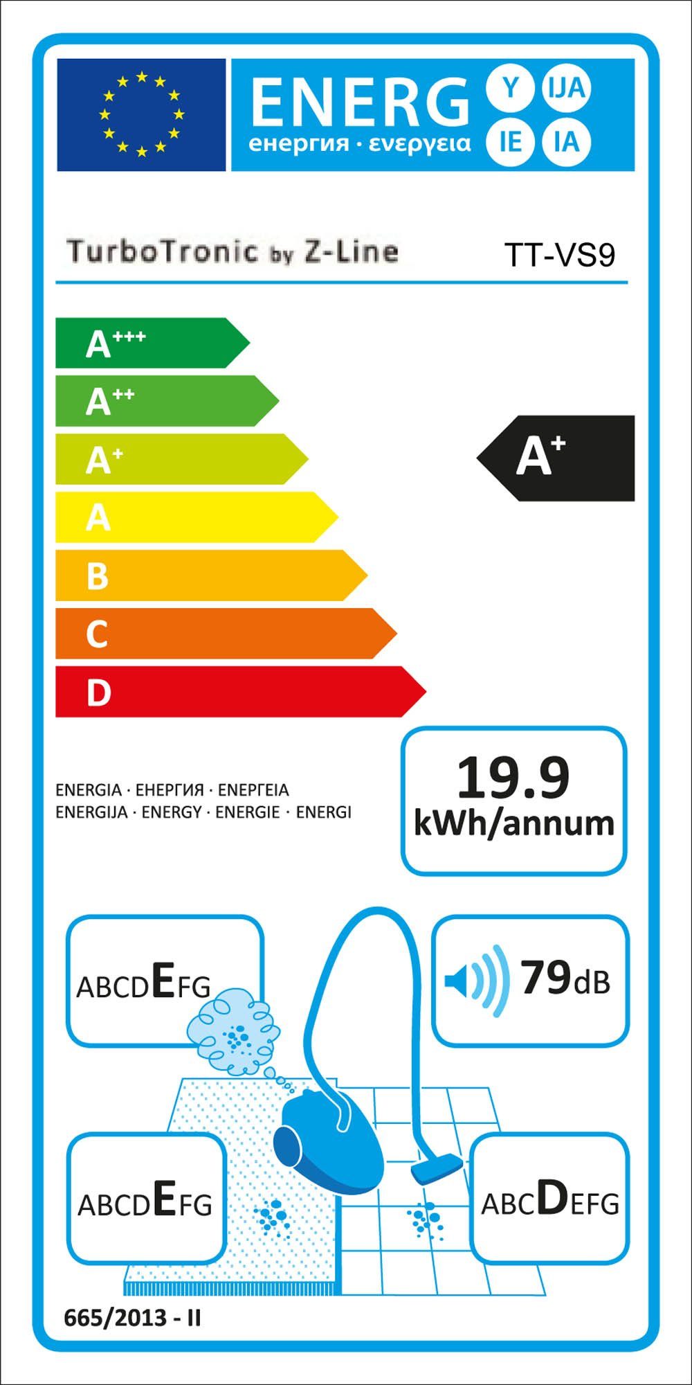 TurboTronic by Z-Line Hand-und Stielstaubsauger TurboTronic Zyklon mit MIF Filter, 19kPA, 800 W, beutellos, 5m Kabel Zyklon 800W Bodensauger Stabstaubsauger